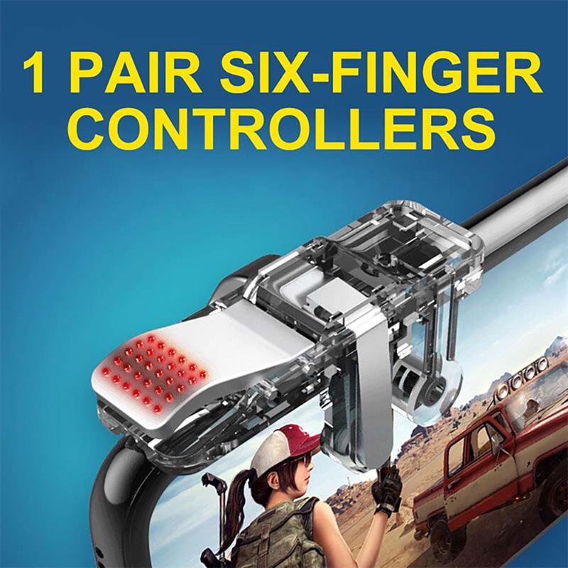 2 stuks  u9 zesvingerige mobiele controller smartphone mobiele gaming triggerknop shooter richttoets gamepad joystick voor het spelen van games