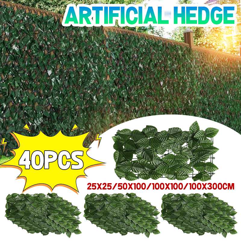 1x5m Plant Wall Artificial Lawn Backyard Grass Hedge Expandable Faux Privacy Garden Fence for Garden Outdoor Exterior Wall Decor