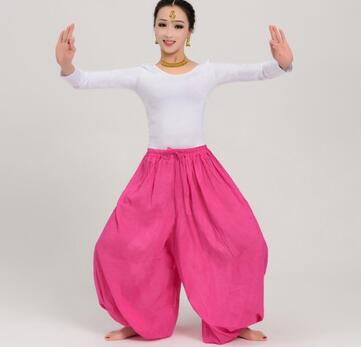 Pantalon traditionnel indien en coton pour femme, vêtement ample de danse, Style ethnique: B / XL
