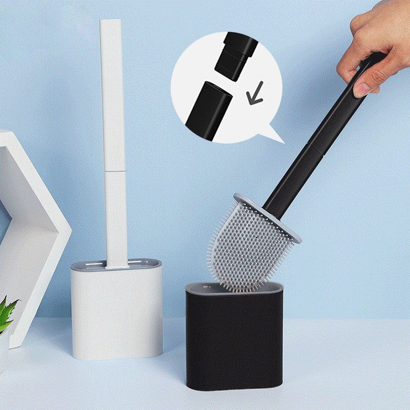Toiletborstel Met Houder Zwart Muur Gemonteerde Afneembare Handvat Badkamer Cleaner Duurzaam Wc Accessorie Wc-borstel Tooll