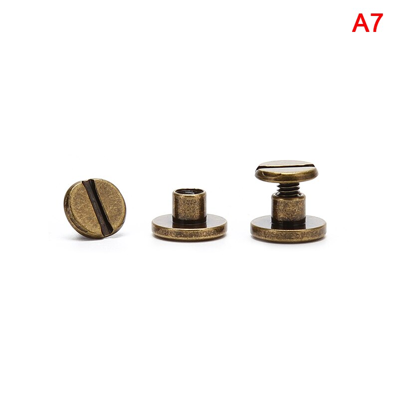 10 pièces 5mm/6.5mm/8mm bagages en cuir métal artisanat solide vis clou Rivet Double tête incurvée ceinture/sangle Rivets livre vis à: 7