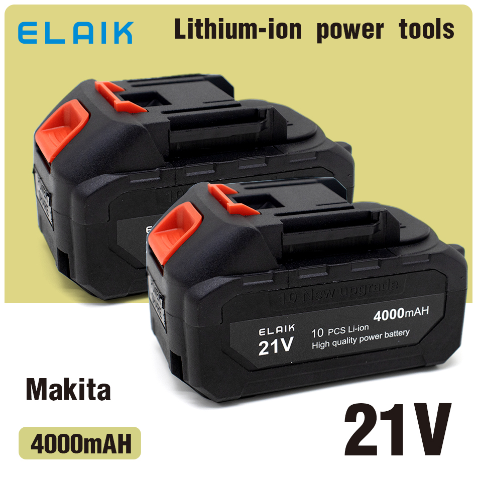 Batería de iones de litio recargable de 21V y 4ah, herramienta eléctrica inalámbrica de alta capacidad, adecuada para herramienta eléctrica Makita: Rosa