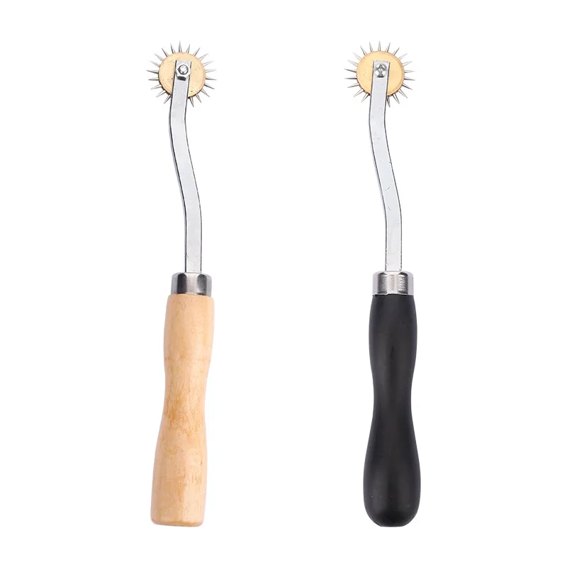Lederen Tool Diy Alle Stalen Tand Type Krabwiel Tracing Lijn Persrol Houten Handvat Draad Perswiel