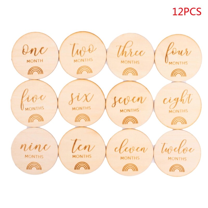 12 Pcs Baby Milestone Cards Wooden Commemorate Bab... – Grandado