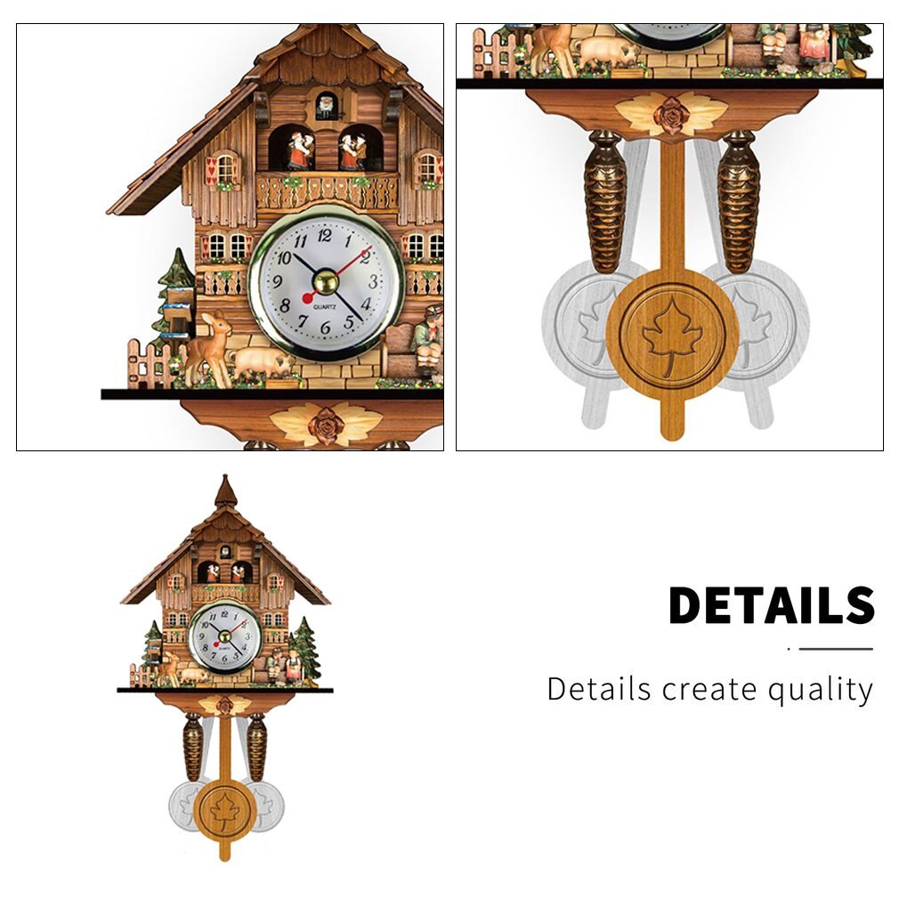 Retro Nordic style Living Room Decoration Quartz Cuckoo Clock Forest House With Moving Train With Music Home Decoration