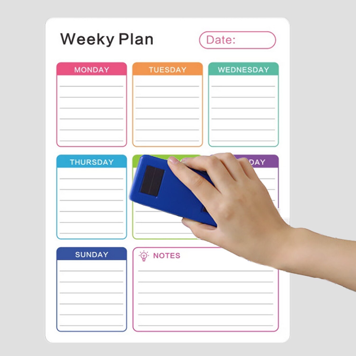 Magnetic Weekly Planner Dry Erase Calendar Board Refrigerator Magnet with 4 Erase Markers for Home School Office Shops 40 x 30cm