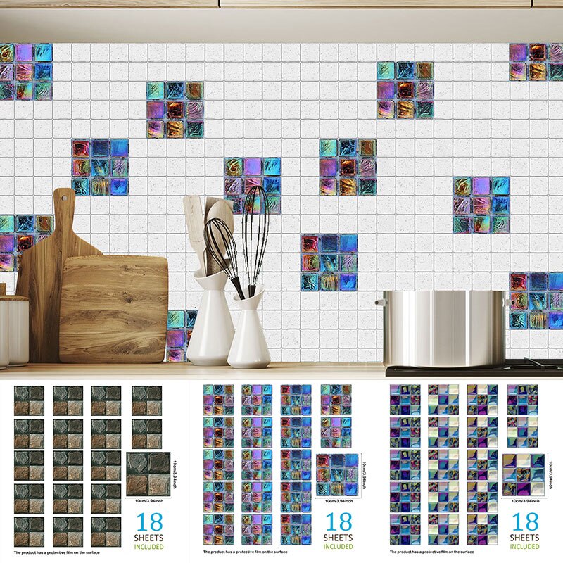 3D Mosaic Self Adhesive Waterproof Sticker Bathroom Wall Renovation DIY Art Tile Sticker DIY 3D Wall Sticker Home Decor