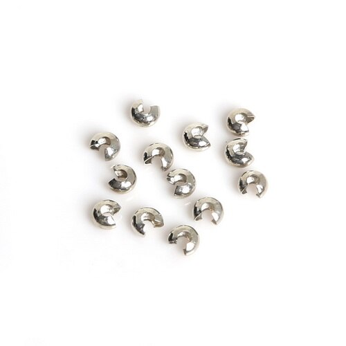 100Pcs/lot 3mm Silver/Gold/Gunmetal/Rhodium/Bronze/Copper Plated Alloy Crimp Beads Round Covers For DIY Jewelry Finding: Rhodium