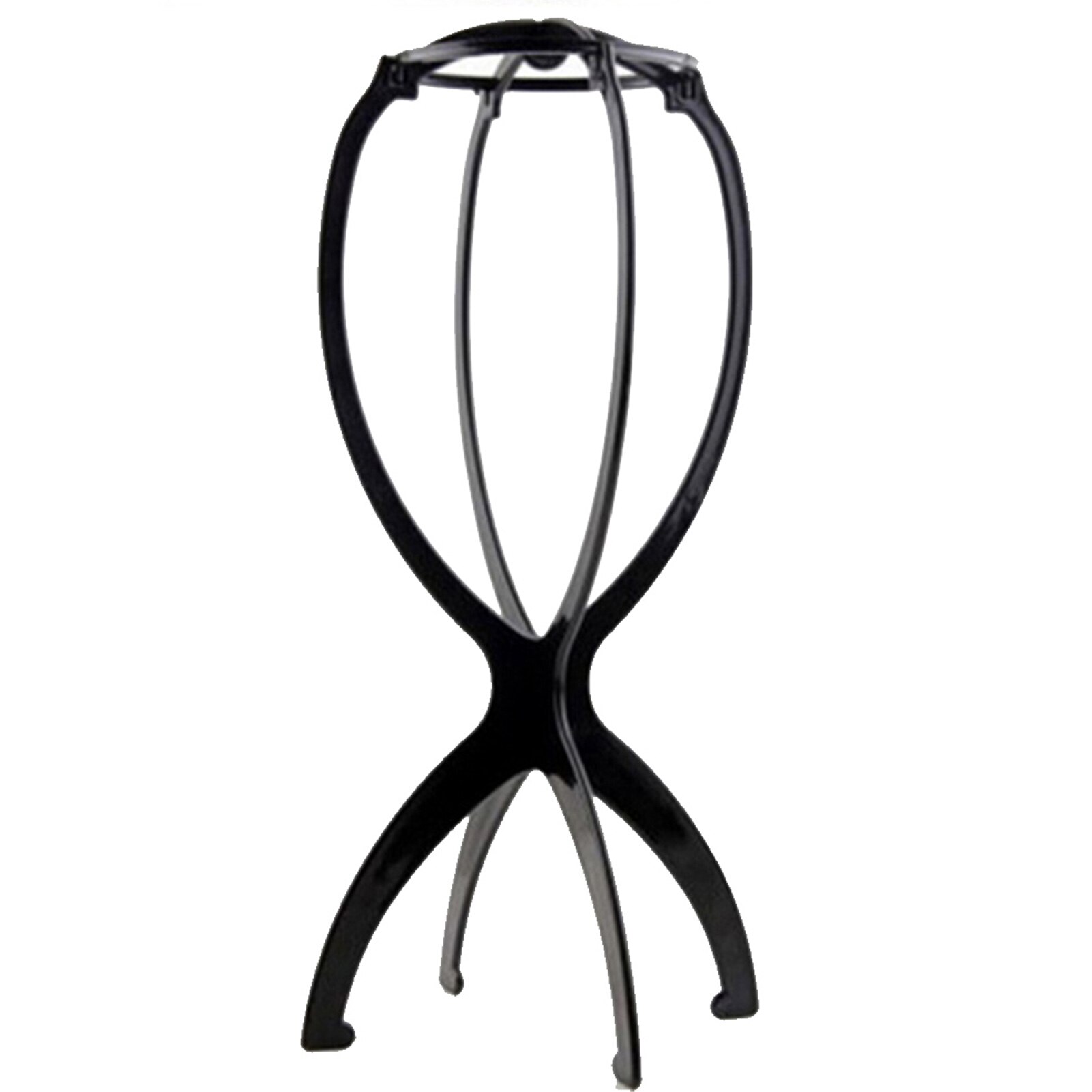 Soporte para pelucas de plástico plegable, soporte estable y duradero para pelucas, peluca, gorro de pelo, soporte, utensilios para muestras, cabeza de sombrero: Black