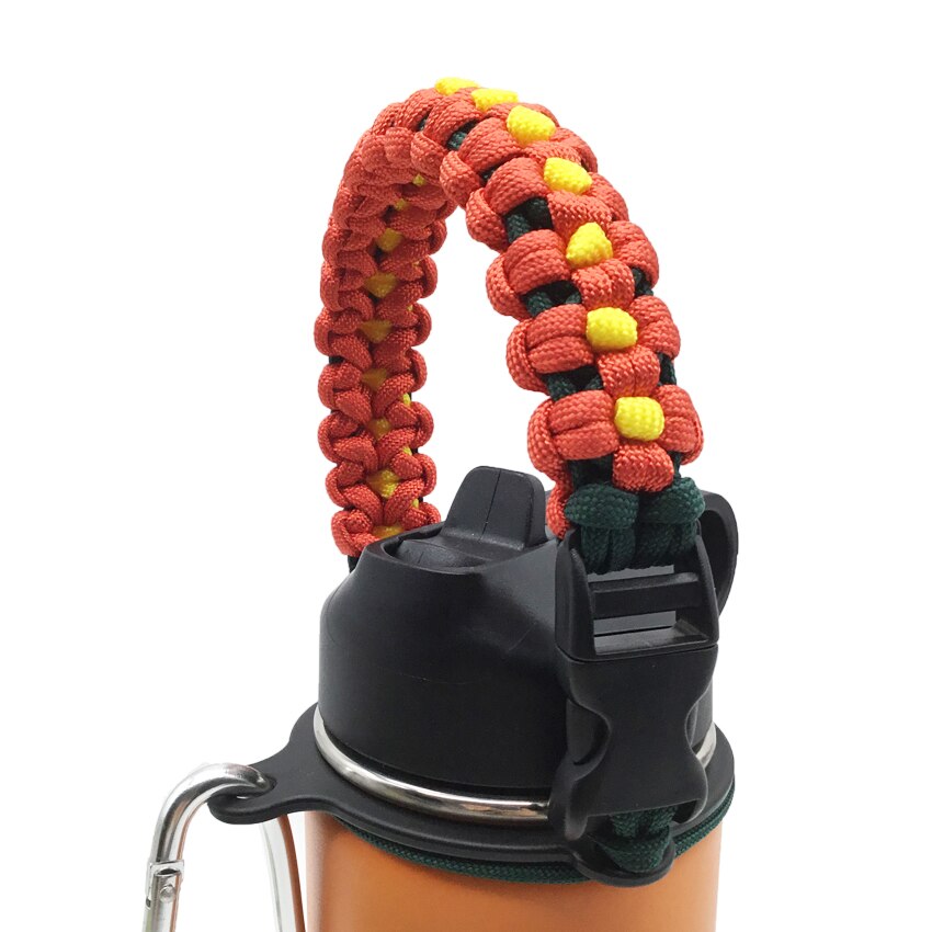 Paracord Handle Strap Cord with Safety Ring and Carabiner for Hydro Flask Wide Mouth Water Bottle for Hiking Camping Walking: 16