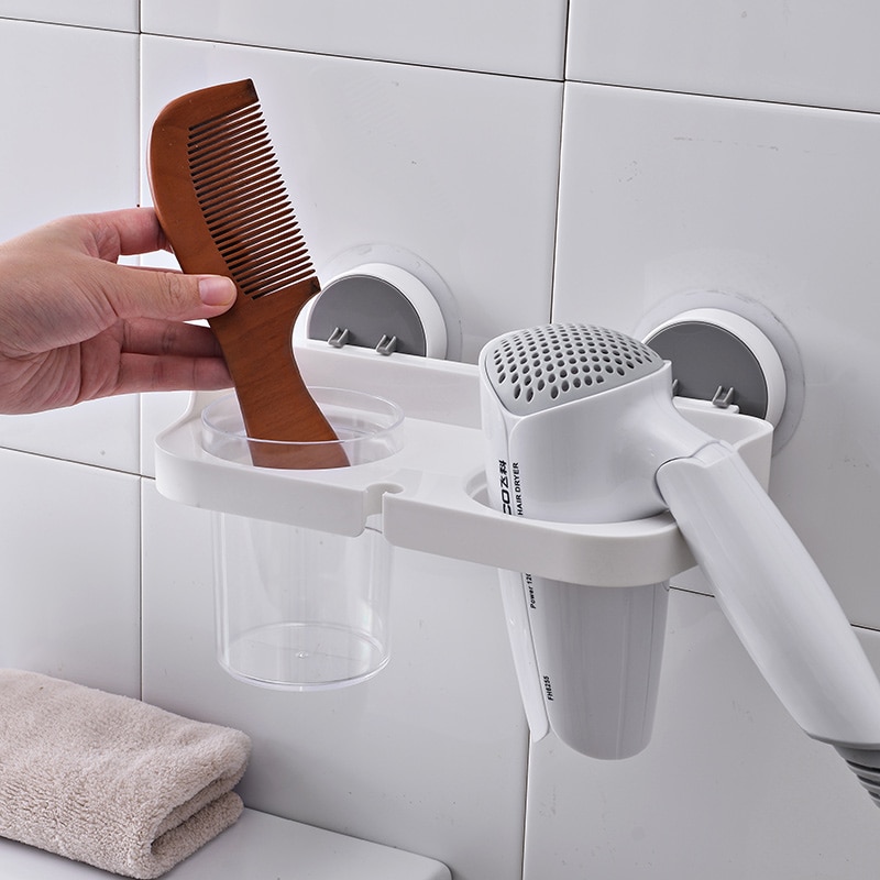Badkamer Föhn Holder Wall Mounted Rack Ruimte Aluminium Plank Organizer Föhn Houder