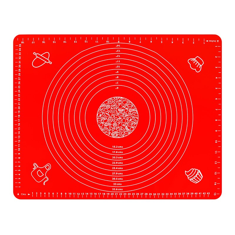 Non-stick Silicone Baking Mat with Scale Dough Pad Kneading Dough Non Stick Pastry Crepes Pizza Dough Mats Kitchen Baking Tools: red