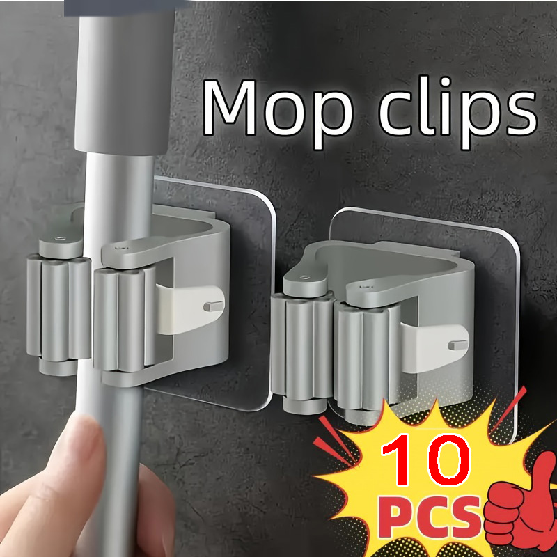 4 stk. veggmontert moppholder veggmontert vanntett moppstativ kosthenger kroker husholdningsverktøy
