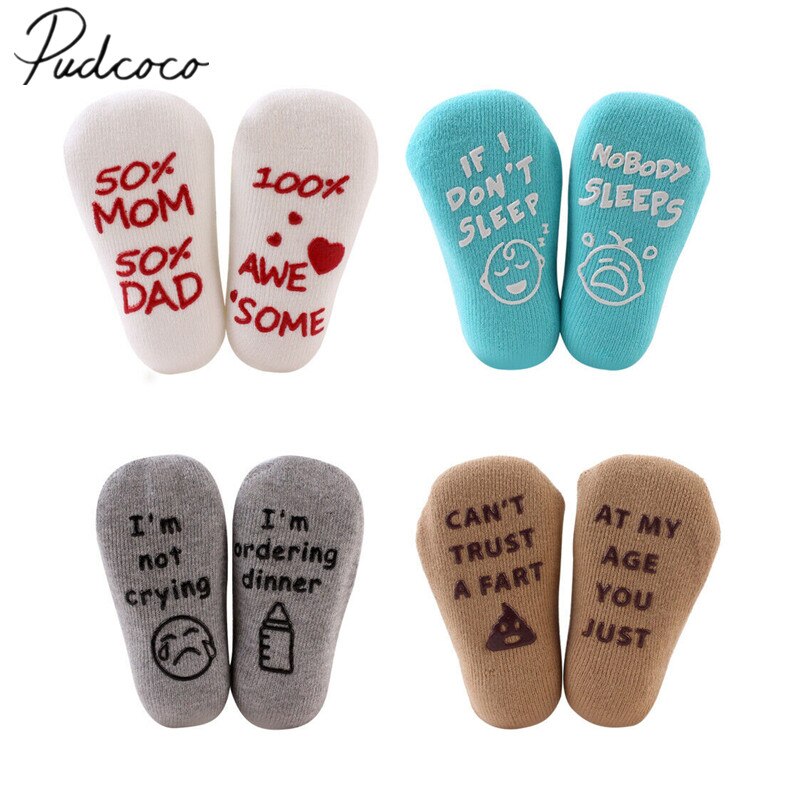 Children Accessories Baby Boys Girls Letter Print Socks Newborn Toddlers Kids Cute Candy Color Cotton Ankle Socks 0-1T