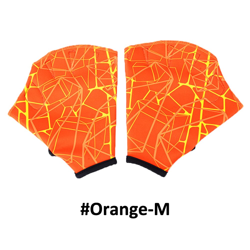 1 Pair Swimming Hand Finger Fin Learning Swimming Pool Accessory Finger Wear Flippers Training Diving Gloves Swim Pool Paddles: Orange M