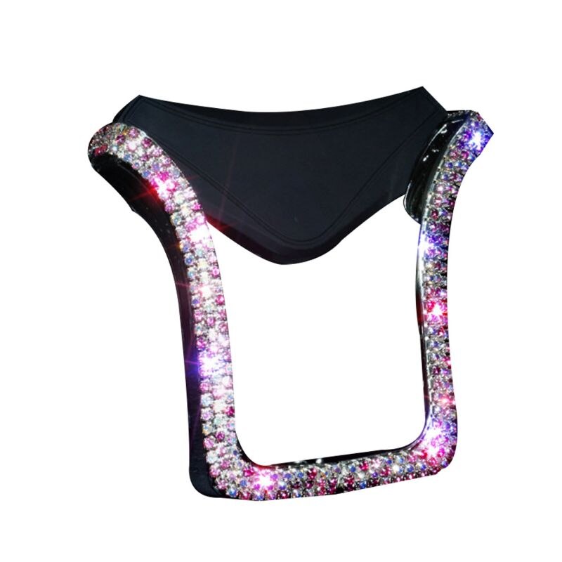 Universele Auto Air Vent Mount Clip U-Vorm Telefoon Houder Bracket Met Shiny Crystal Rhinestone Telescopische Gesp Interieur Decor: AB-Pink