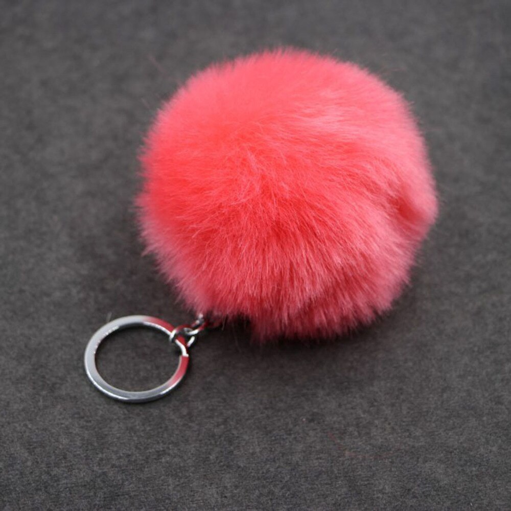 de Navidad Artificial Bola de pelo de conejo de peluche de felpa Fuzzy Llavero de pelo llavero con pompón coche bolsa llavero colgante de llavero de la joyería