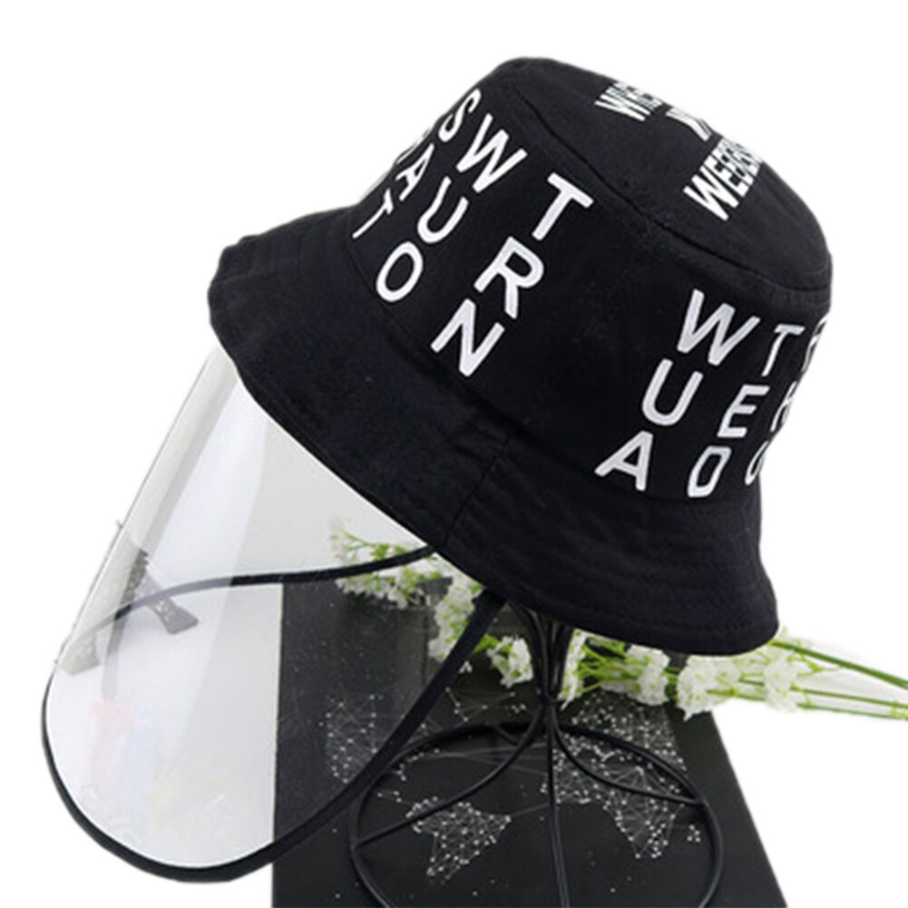 Kinderletters/cartoons, anti-spuug, anti-speeksel, anti-druppels, winddicht, volledig gezichtsmasker, outdoorveiligheid, beschermende hoeden, petten: Brief zwart