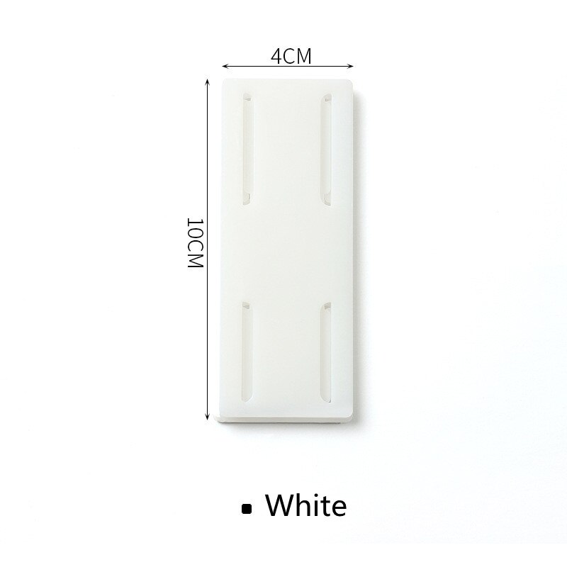 4Pc Free Punching Adhesive Hook Plug-in Fixture Wall-mounted Socket-outlet Storage Rack Plug-in Board Router Fixed Wall Sticker: White 4PCS