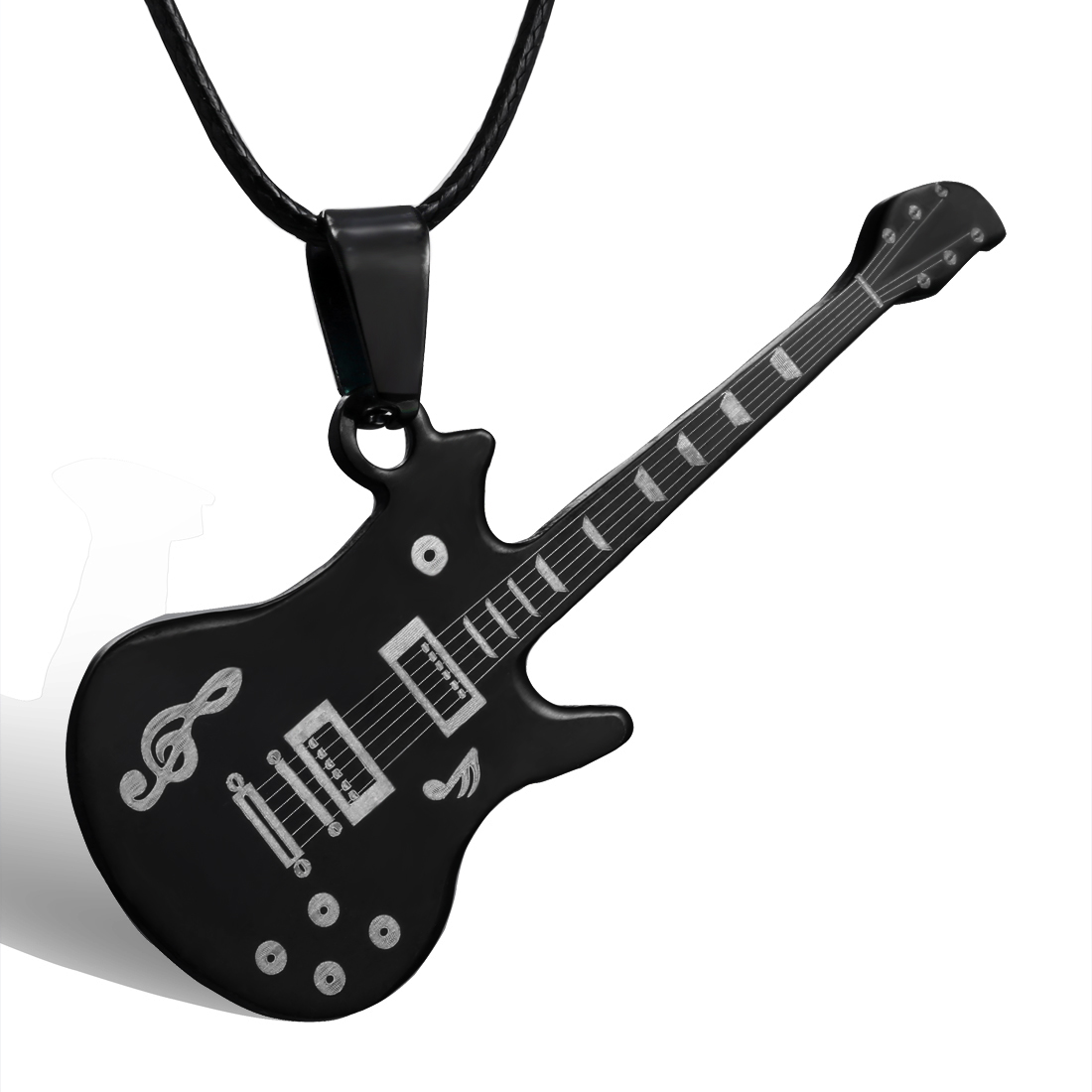 Edelstahl Gitarre Halsketten punk rock Halskette Anhänger Ketten Zubehör Musik Schmuck instrumente Choker: Black