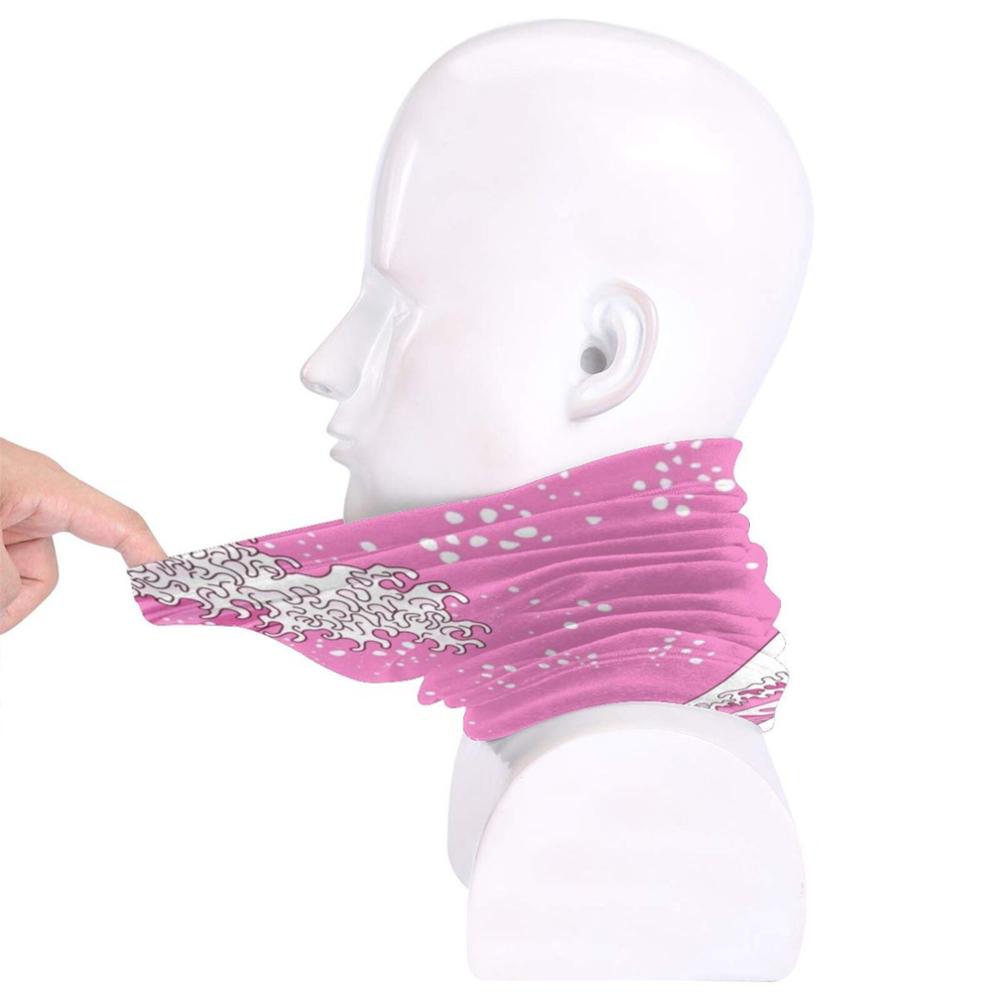 Pañuelo rosa de La Gran Ola, bufanda para mascarilla, calentador de cuello, tocado rosa, Pastel, gran ola, Kanagawa