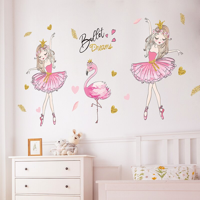[shijuekongjian] ballettpikedansere veggklistremerker diy tegneserie ballonger veggdekaler til låve rom baby soverom husdekorasjon
