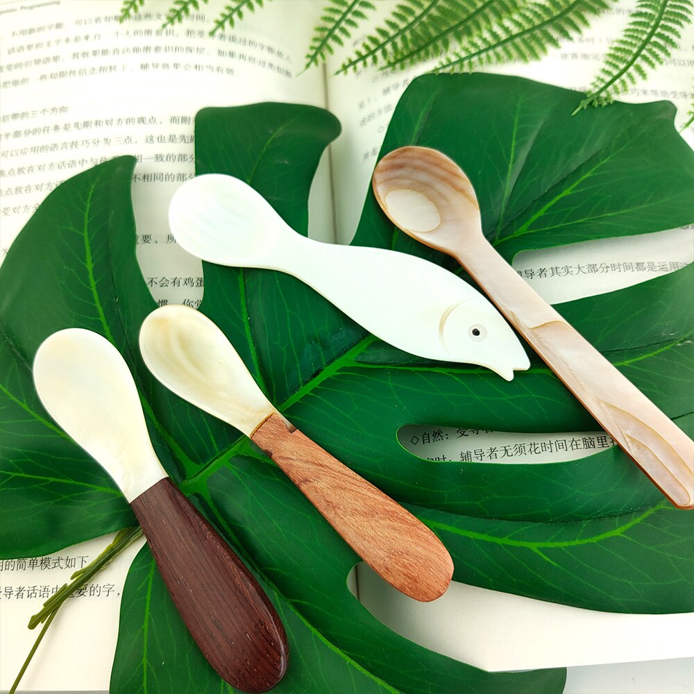 Natural Shell Spoon Deep Sea Shell Spoon Tableware Home Spoon Seasoning Box Spoon Brown Tablespoon