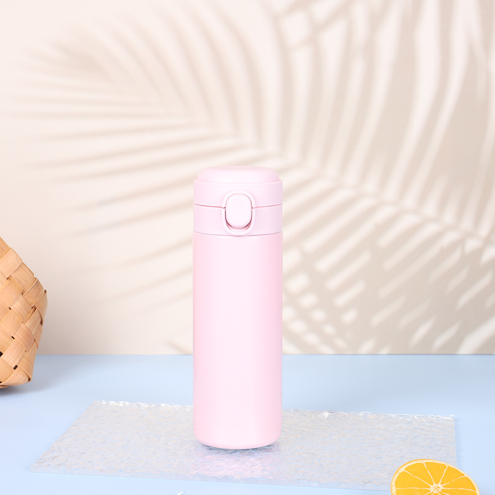 Taza térmica de acero inoxidable de 320ML, Taza Termo para el hogar y la Oficina, cubierta que rebota, termo, taza para café, té, leche, botella térmica: Rosa