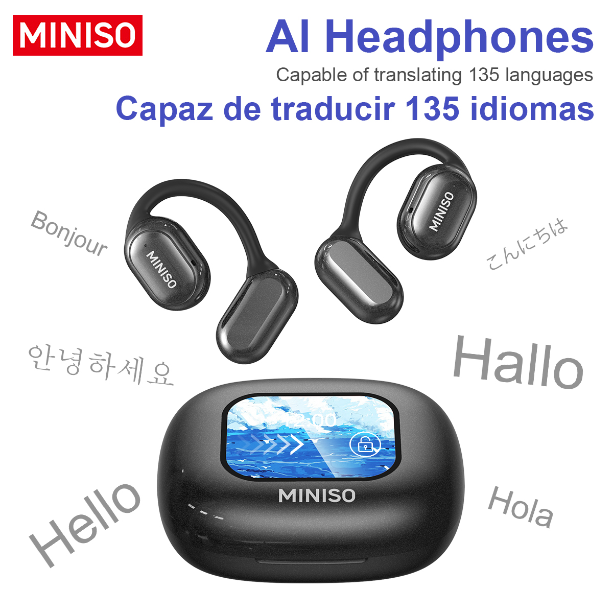Miniso  x30 cuffie wireless auricolari bluetooth per traduzione chat cuffie ufficio viaggio, app equalizzatore traduzione in tempo reale: Default Title