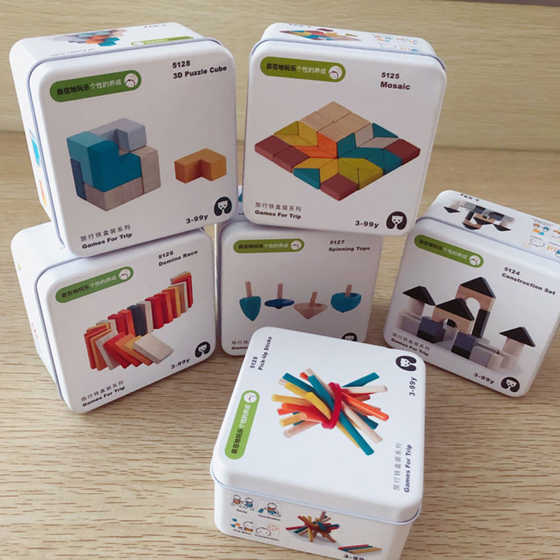 Kinderen 3D Houten Puzzel Kubus Puzzel Gyro Baby Vroeg Leren Cognitieve Speelgoed Reizen Ijzeren Doos Voor Jongens Meisjes Art levert