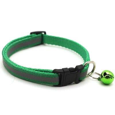 Breloque réfléchissante et cloche collier de chat élastique de sécurité réglable avec du matériel de velours doux nouvelles couleurs produit pour animaux de compagnie petit collier de chien: Green