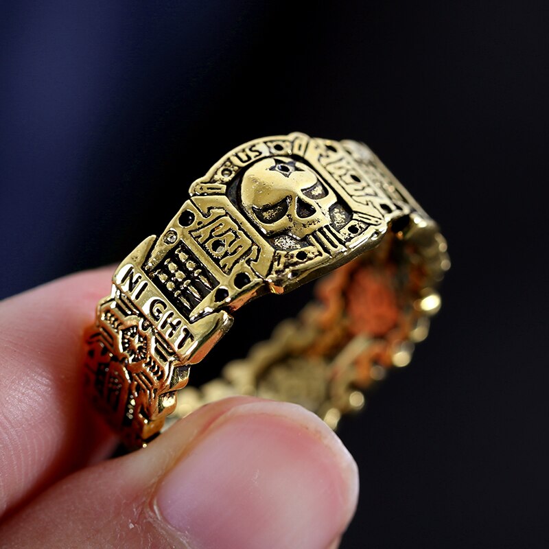 Gouden Kleur Ringen Mannen Geheim Compartiment Asgrauw Kist Souvenir Hip Hop Unisex Sieraden Mannen Viking Punk Skelet Ringen: 6