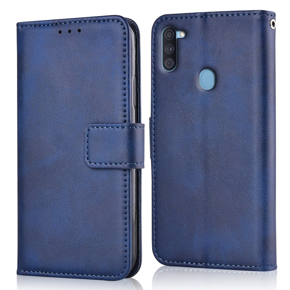 Voor op samsung galaxy  m11 hoesje cover voor samsung galaxy  m11 coque portemonnee leren hoesje voor samsung  m11 hoesje: Niu-donkerblauw