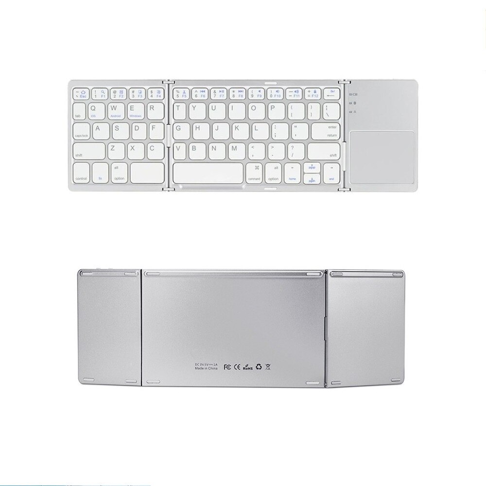Bluetooth Mini Foldable Keyboard Wireless BT Folding Pocket-Size Keypad with Touchpad for Android/IOS/Windows/Laptop/Tablet