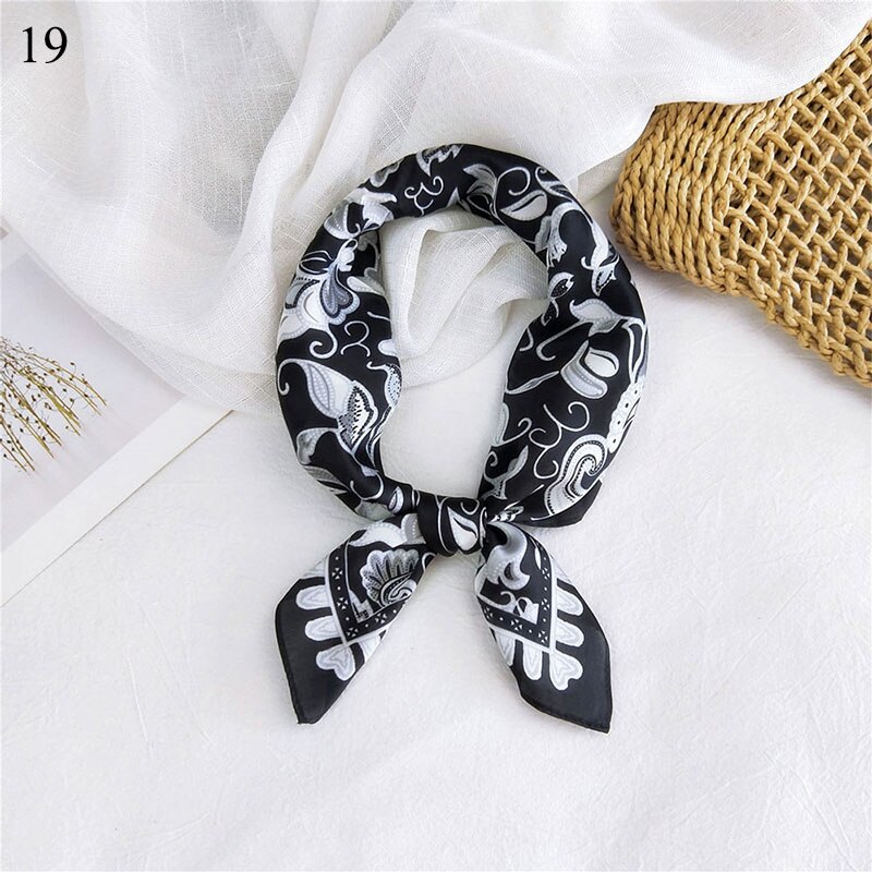 Foulard carré en soie imprimé pour femme, petit foulard de cou, bandeau pour cheveux, foulard, foulard, bandana, châle: 19