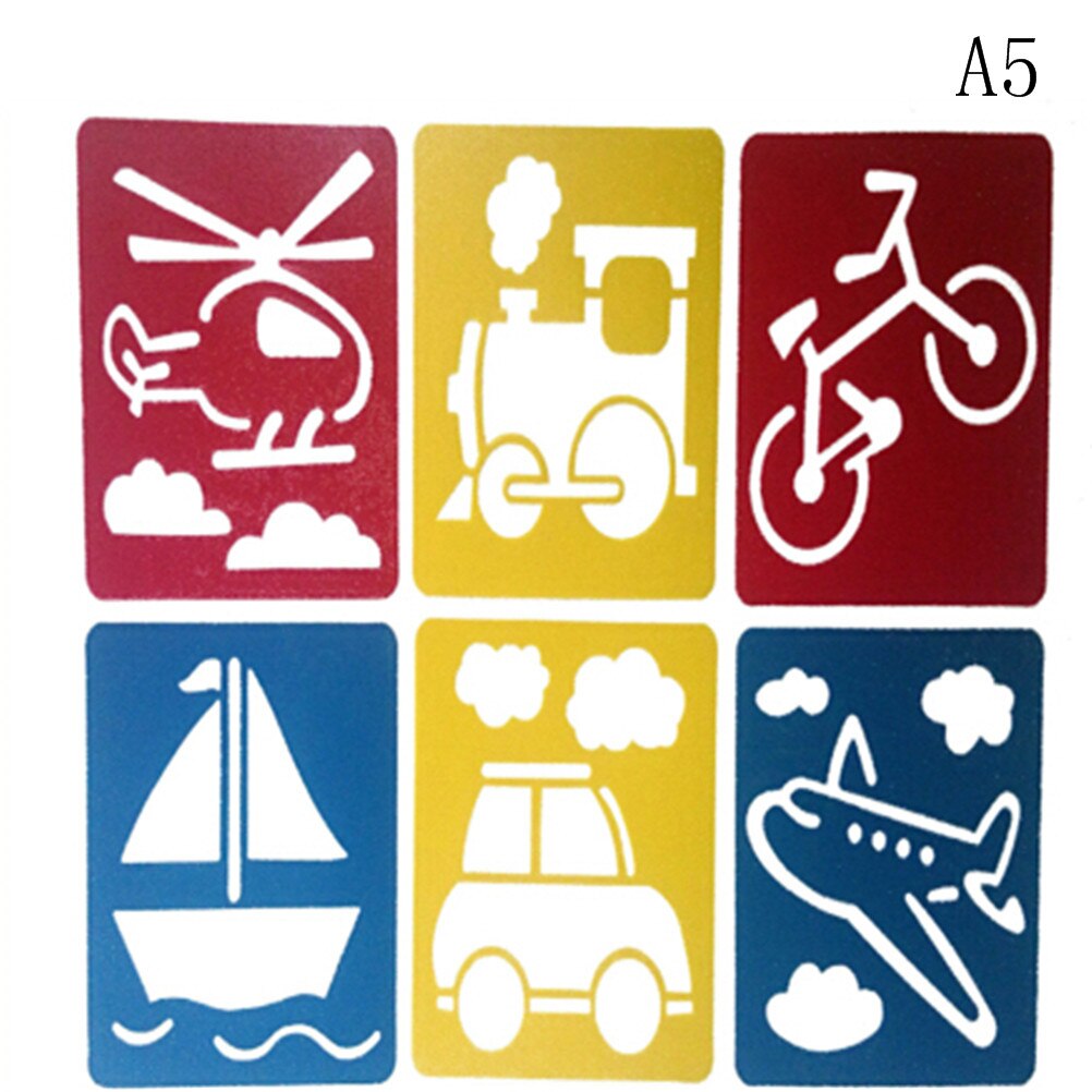 Bambini che imparano lo strumento di arte 6Pcs bambini Multi righelli di plastica a forma di pittura modello di disegno Stencil bambini giocattolo di disegno colorato: 5