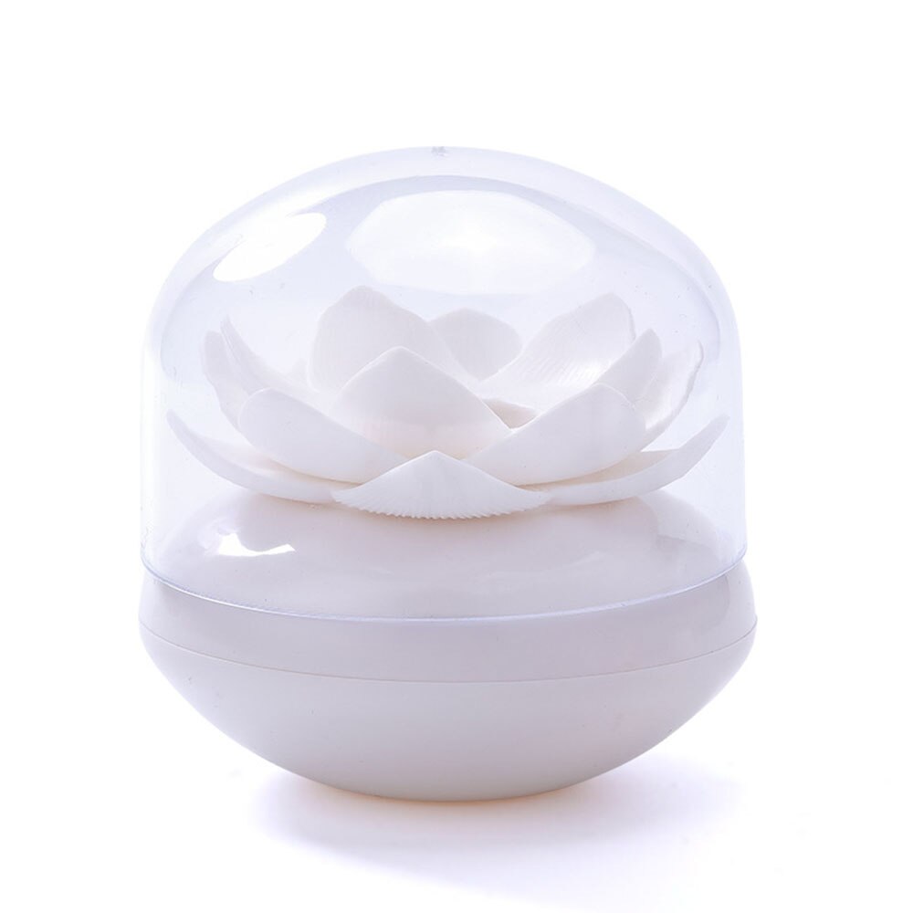 Hisopo de algodón portátil para almacenamiento de palillos de dientes, soporte de flor de loto, contenedor a prueba de polvo, organizador para el hogar, caja de Decoración de mesa: white