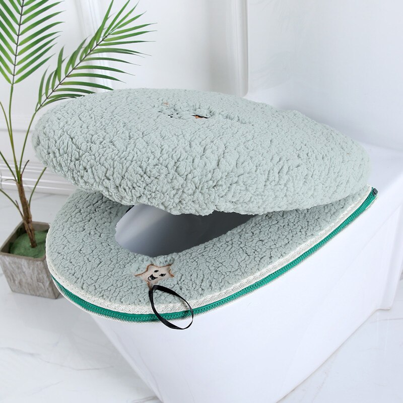 Toiletbril Mat Setbathroom Universele 2 Stks/set Kussen + Deksel Cover Warm Soft Wasbare Closestool Seat Case Winter Pad Bidet matten: sheep green covers