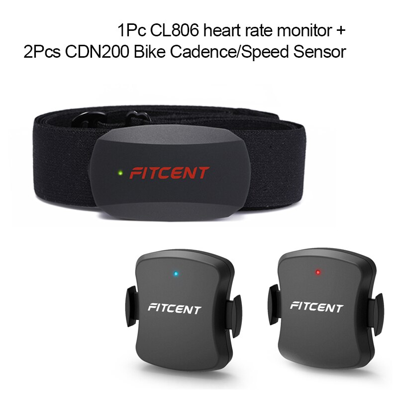Fitcent Dual Mode Hartslagmeter Ant + Blutooth Fiets Cadans Snelheidssensor Cyling Computer Voor Wahoo Garmin Zwift Sport: 2xCDN200 1xCL806