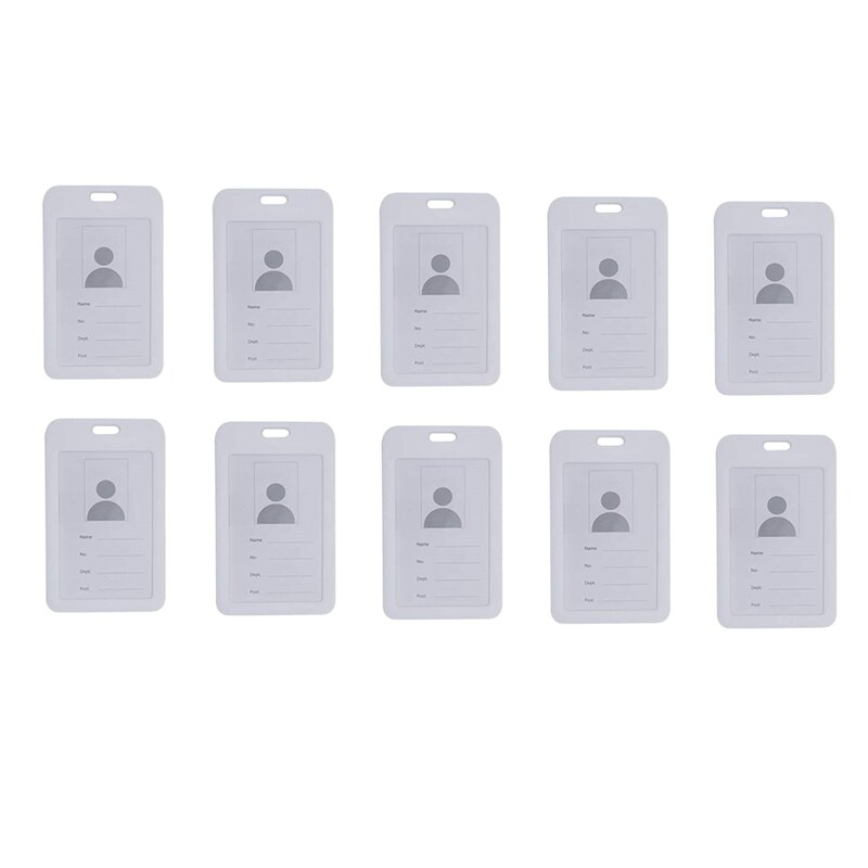 10Pc ID Holder with Neck Lanyard Strap ID Badge Holder Clear Waterproof ID Card Holder with 1 Credit Card Slot: White