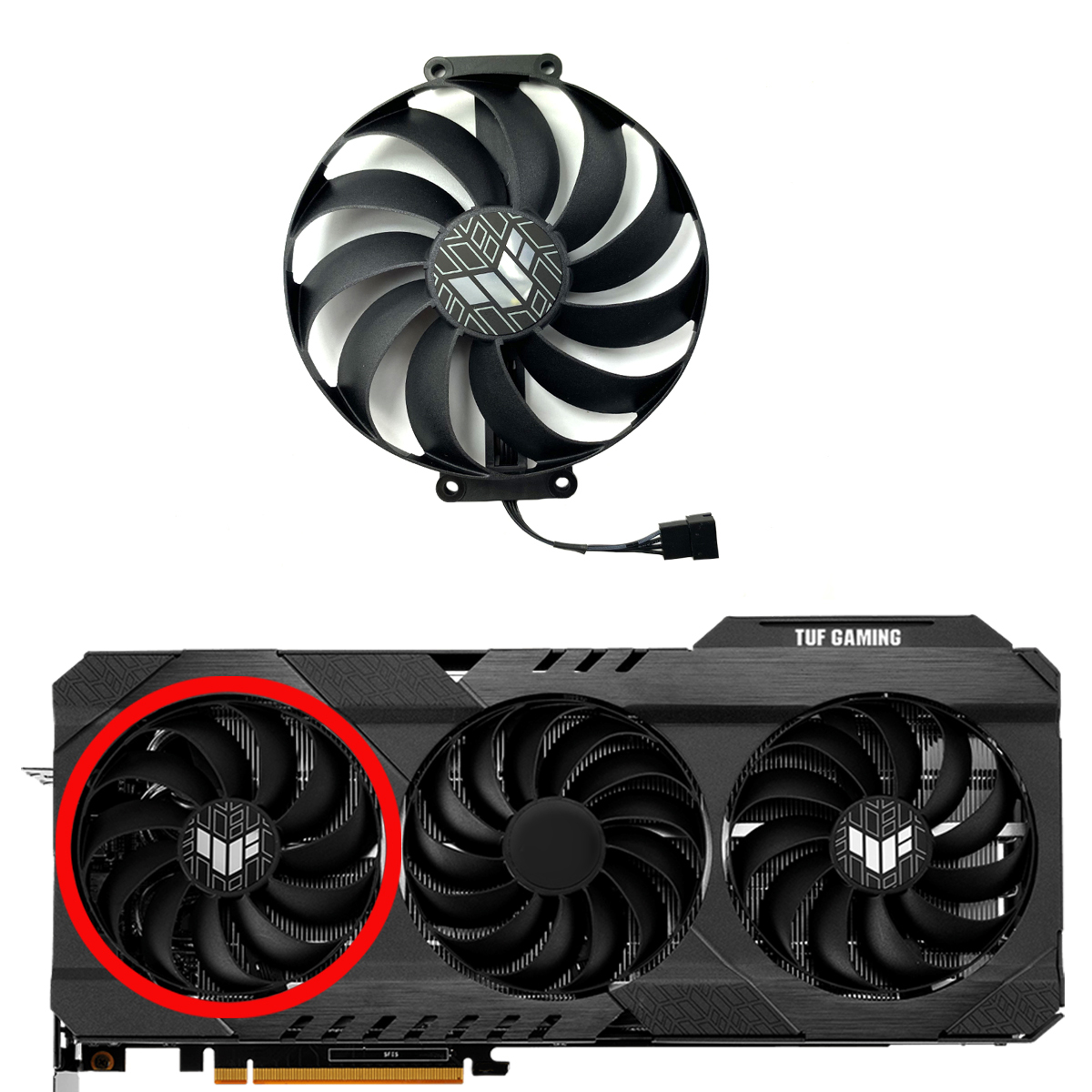 For ASUS TUF RX6700XT 6800 6800XT 6900XT 6950XT GAMING OC Graphics Card Replacement Fan: Gold