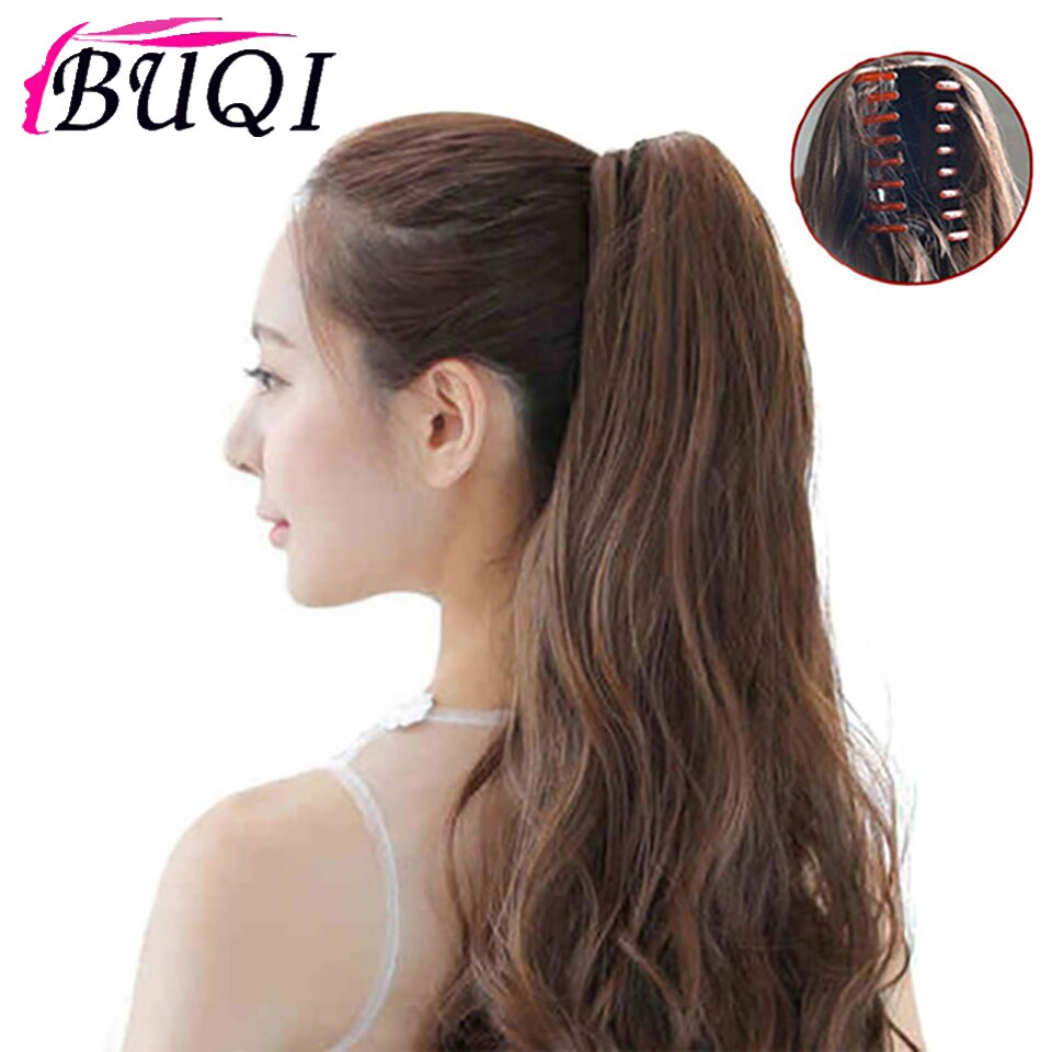 BUQI 24" 180g Synthetic Claw on Ponytail Hair Claws Curly Style HairpieceHair Extension Women Adult Hair Accessories
