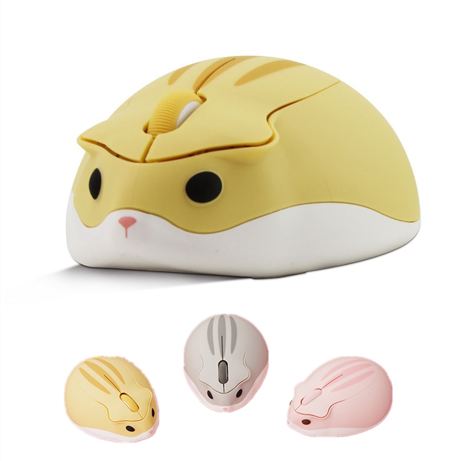 2.4G Wireless Optical Mouse Cute Cartoon Hamster Computer Mice Ergonomic Mini 3D PC Office Mouse For Kid Girl