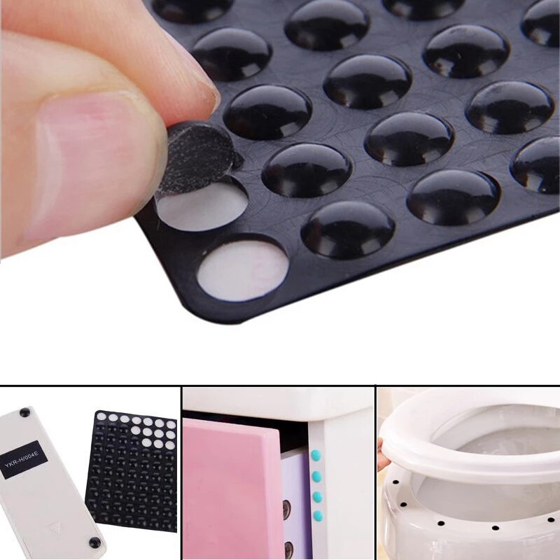 Tampon auto-adhésif, 100 pièces/feuille, toilettes, tiroirs, portes, armoires, Anti-collision, caoutchouc, antidérapant, pieds en Silicone