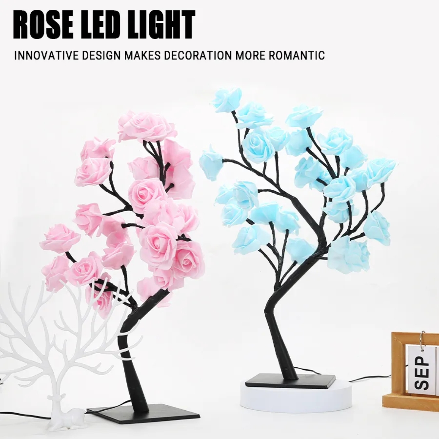 Beautiful, exquisite, and stunning LED Rose Tree Lamp with 24 lights - USB powered flower night light for outdoor events