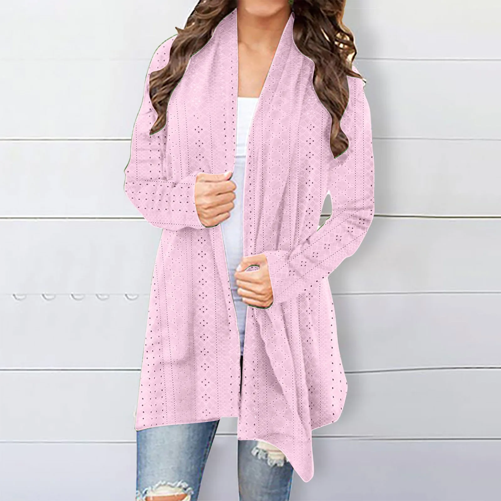 Women's Cardigan Sweater Fall Open Front Knit Oversized Cardigans Duster Coats with Pockets Warm Casual Simple Cardigan