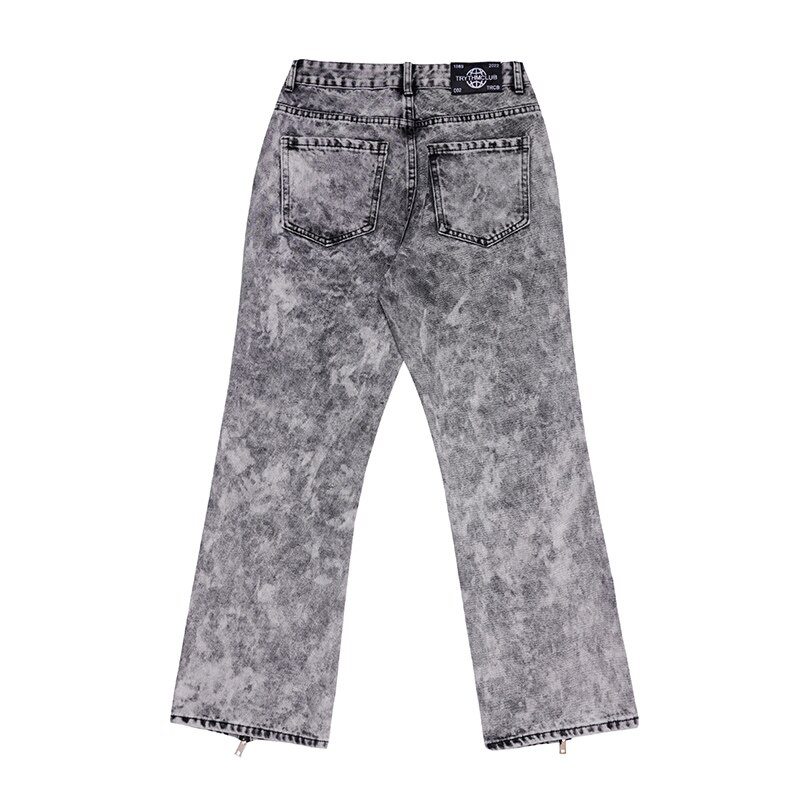 Jean déchiré en Denim pour homme, pantalon délavé, coupe droite évasée, coupe ample, style rétro, Hip Hop, décontracté