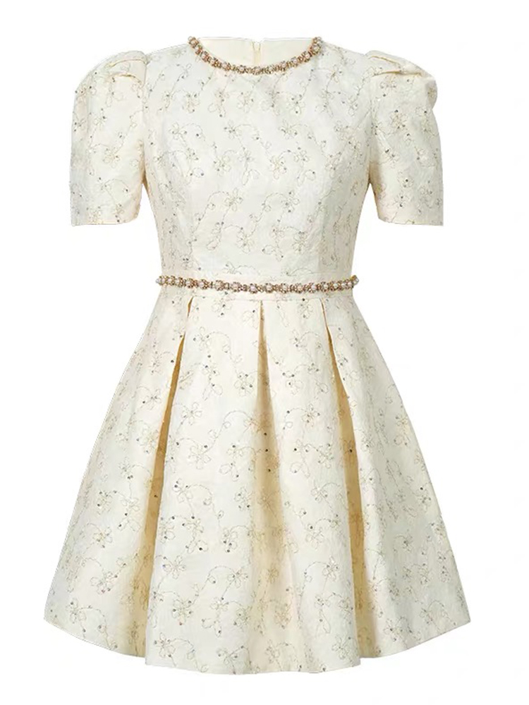 Elegante Luxe Kant Zomer Avondjurk Vrouwen Kleding Zoete Poff Mouw Slanke A-Line Short Party Club Prom Vestidos Fiesta