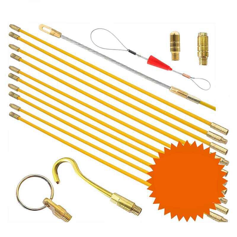 Fish Tape Cabling Rods 5.0M Fiberglass Cable Access Tool Kit Electrical Cable Threader Running Puller 10Rodsx50cm CNIM: Default Title