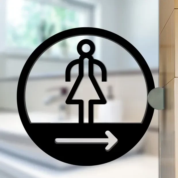 Door Sign Double-sided Side Mounted Restroom Reminder Sign Men's and Women's Bathroom Signage Acrylic Hotel WC Toilet Signage: light pink